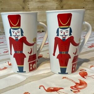 Starbucks Nutcracker Themed Red and White Coffee Mugs